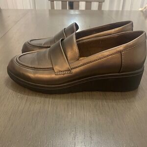 Easy Spirit Tahlia Loafer Women's 8 Slip On Wedge‎ Shoes Bronze Metallic Brown